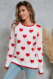 Angel Wings Contrast Trim Heart Round Neck Sweater - Trendsi - Flyclothing LLC