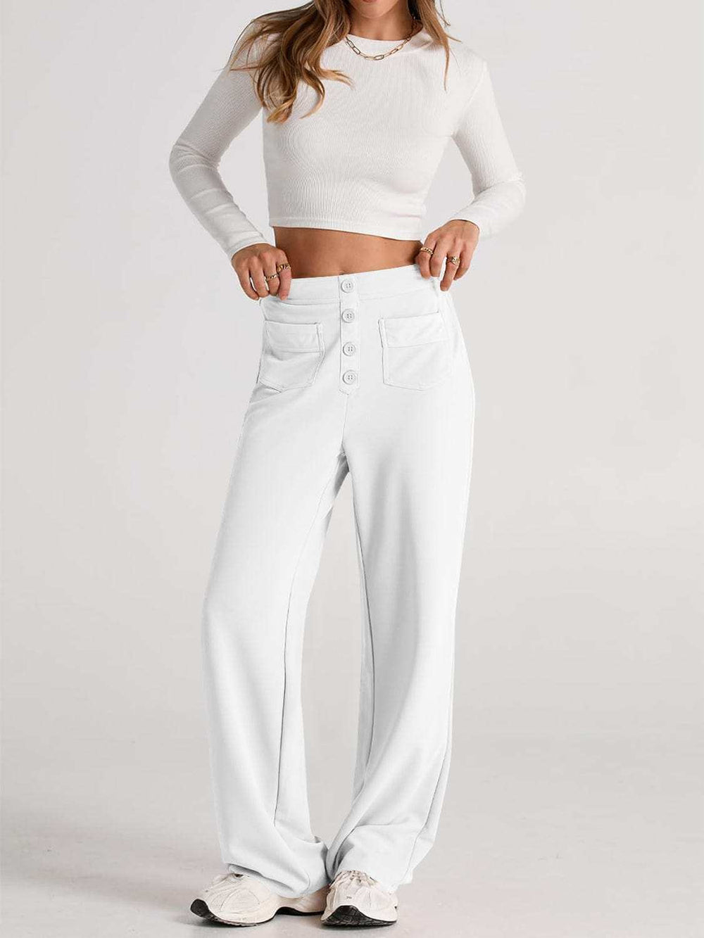 High Waist Wide Leg Pants - Trendsi - Flyclothing LLC