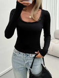 Lace Detail Scoop Neck Long Sleeve T-Shirt - Trendsi - Flyclothing LLC
