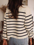 Striped Button-Front Cardigan - Trendsi - Flyclothing LLC