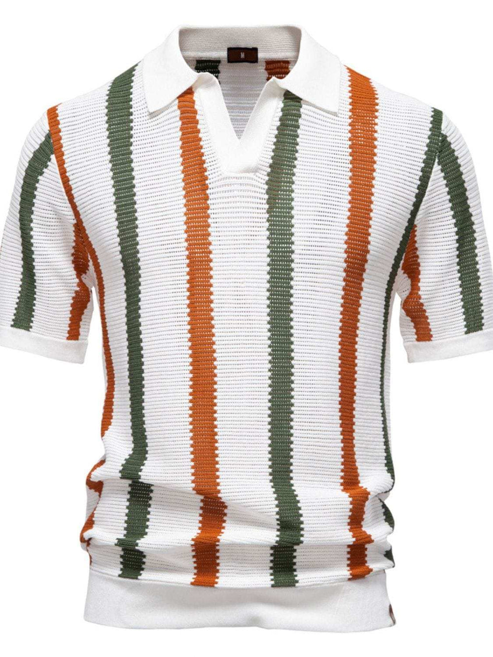 Men's Collared Neck Striped Knit Polo - Trendsi - Flyclothing LLC