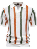 Men's Collared Neck Striped Knit Polo - Trendsi - Flyclothing LLC