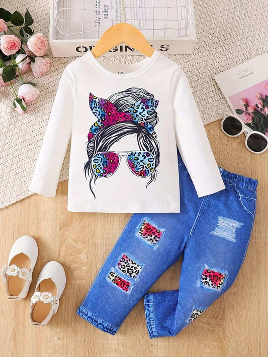 Children's Graphic Long Sleeve Top and Pants Set - Trendsi - Flyclothing LLC