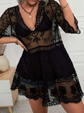 Lace Detail Plunge Cover-Up Dress - Trendsi - Flyclothing LLC