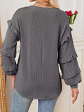 Round Neck Ruffled Long Sleeve Sweatshirt - Trendsi - Flyclothing LLC