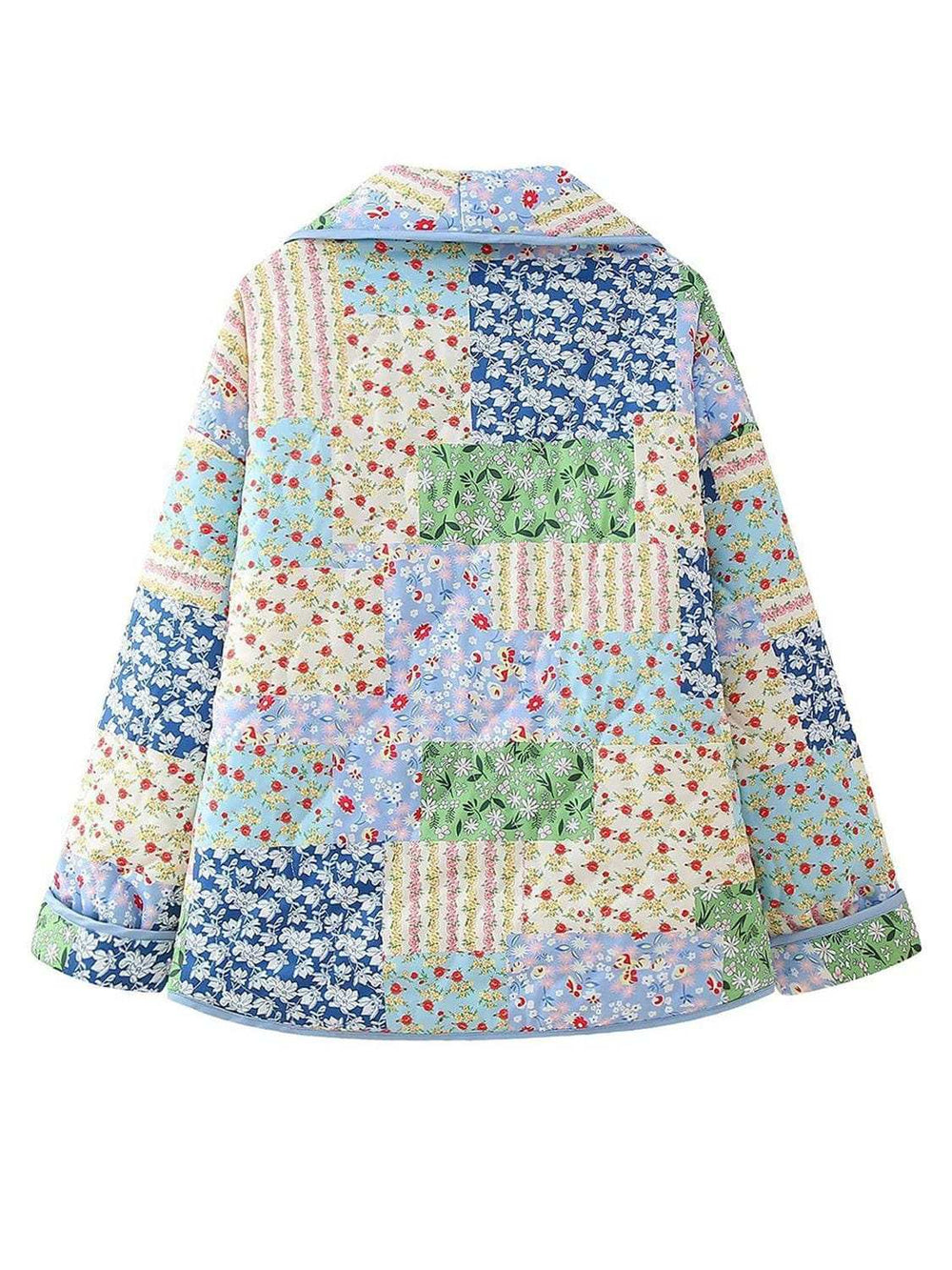 Printed Patchwork Open Front Cardigan with Pockets - Trendsi - Flyclothing LLC