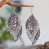 PU Leather Leopard Leaf Earrings - Trendsi - Flyclothing LLC