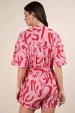 VERY J Oversized Printed Button Down Resort Romper - Trendsi - Flyclothing LLC