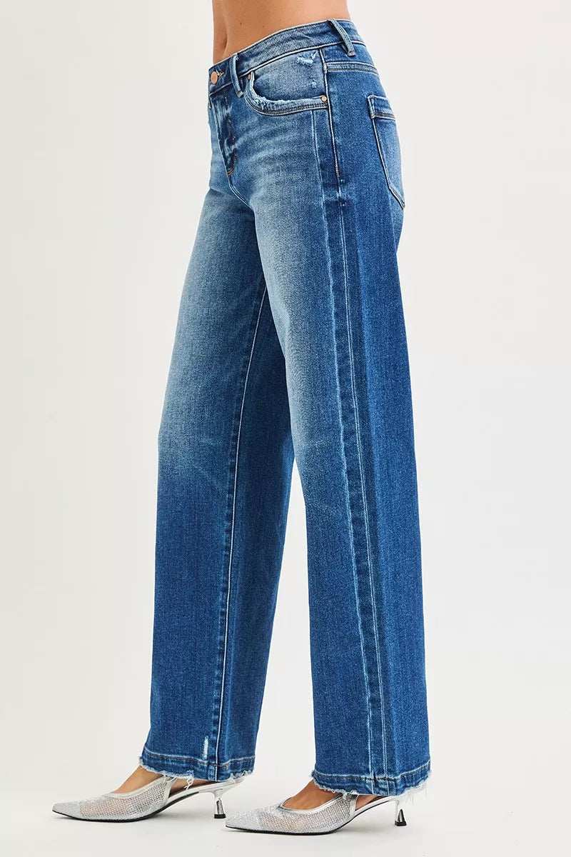 RISEN Full Size Slouchy Baggy Jeans Pocket Side Seam Detail Plus Size - Trendsi - Flyclothing LLC