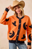 BiBi Halloween Witch Hat Moon Bat Artwork Cardigan - Trendsi - Flyclothing LLC