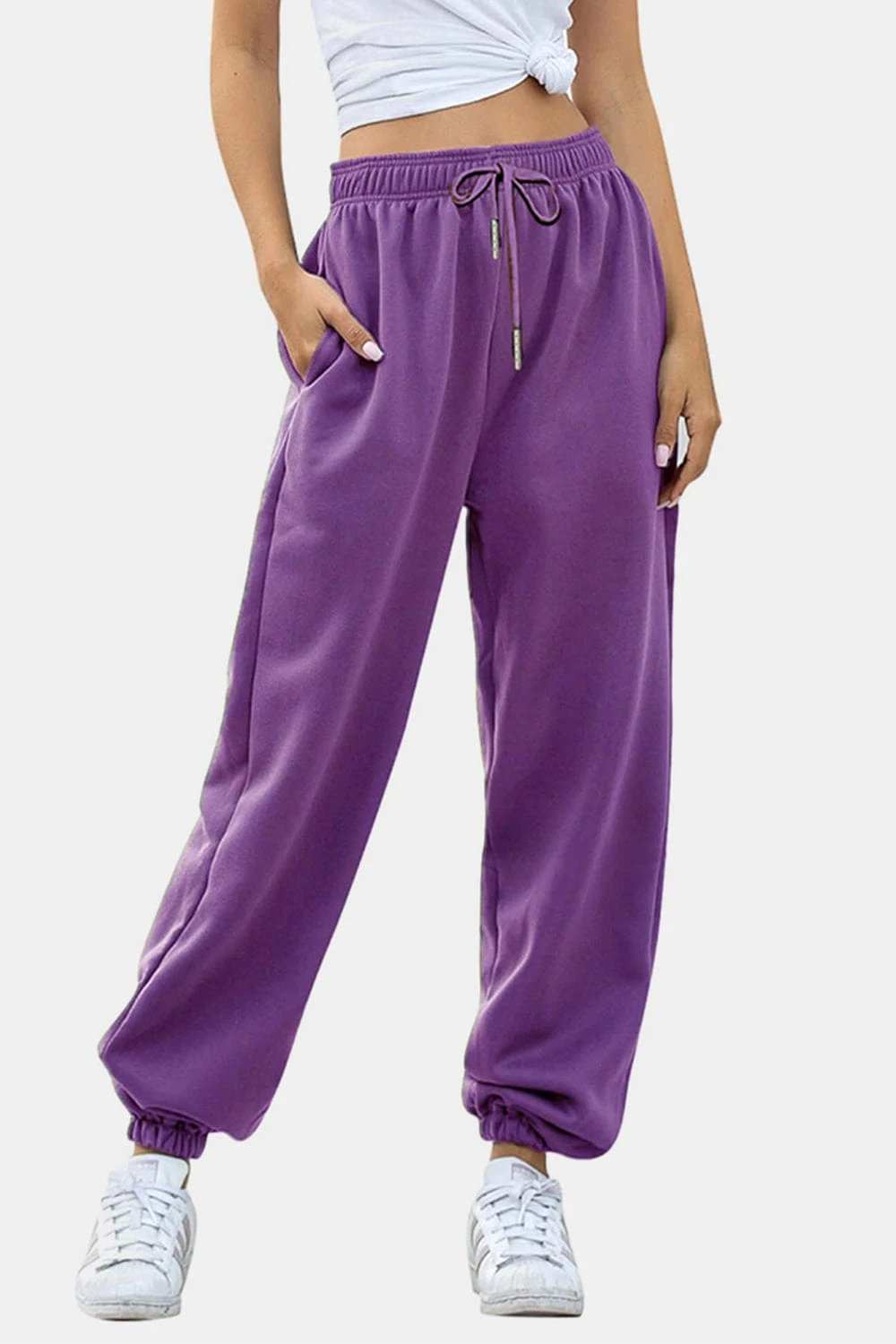 Elastic Waist Joggers with Pockets - Trendsi - Flyclothing LLC
