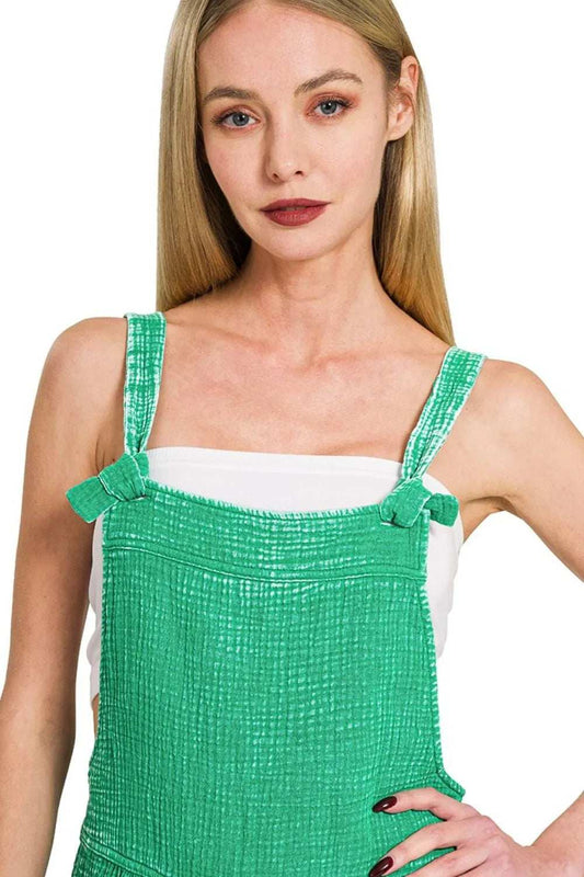 Zenana Woven Double Gauze Acid Washed Romper - Trendsi - Flyclothing LLC