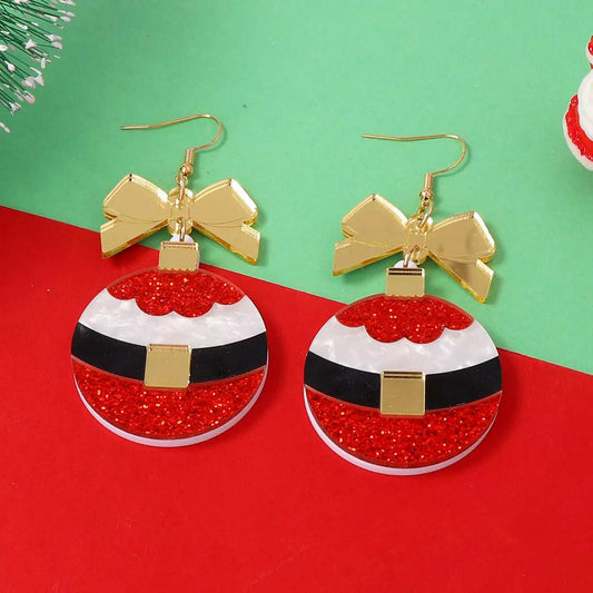 Christmas Dangle Earrings with Bow - Trendsi - Flyclothing LLC