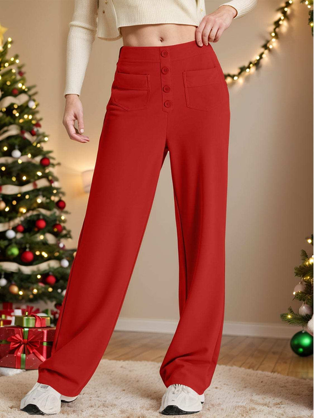 High Waist Wide Leg Pants - Trendsi - Flyclothing LLC
