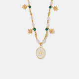 Titanium Steel Freshwater Pearl Oval Pendant Necklace - Trendsi - Flyclothing LLC