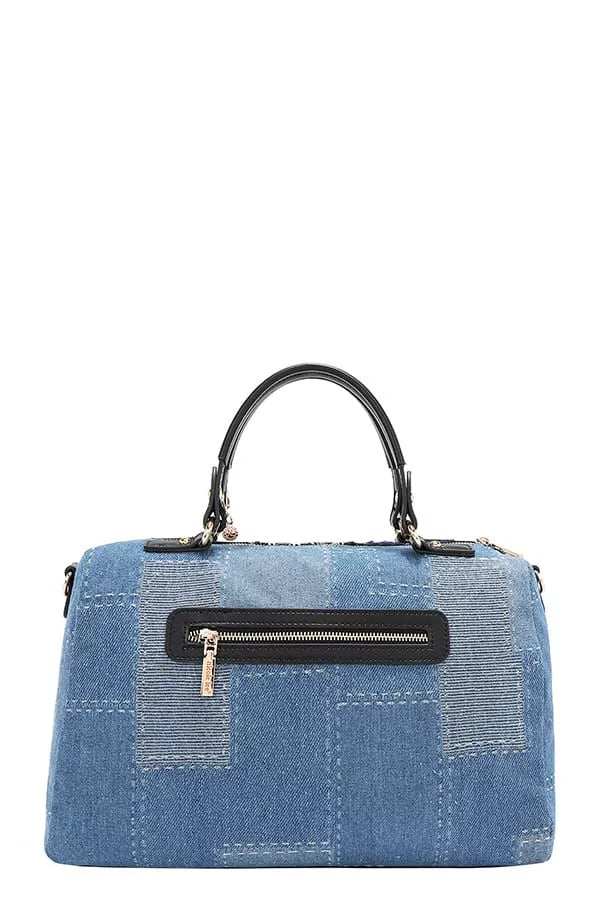 Nicole Lee USA Bosque De Amor Denim Boston Bag - Trendsi - Flyclothing LLC