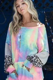 BiBi Tie Dye French Terry Sweatshirt with Contrast - Trendsi - Flyclothing LLC