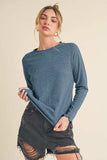 Aemi + Co Lettuce Hemline Round Neck Raglan Sleeve T-Shirt - Trendsi - Flyclothing LLC