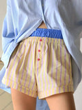 Striped Elastic Waist Shorts - Trendsi - Flyclothing LLC