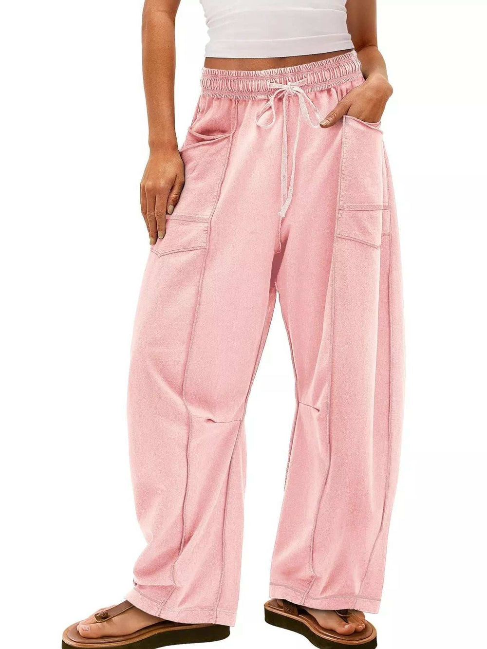 Drawstring Wide Leg Pants - Trendsi - Flyclothing LLC