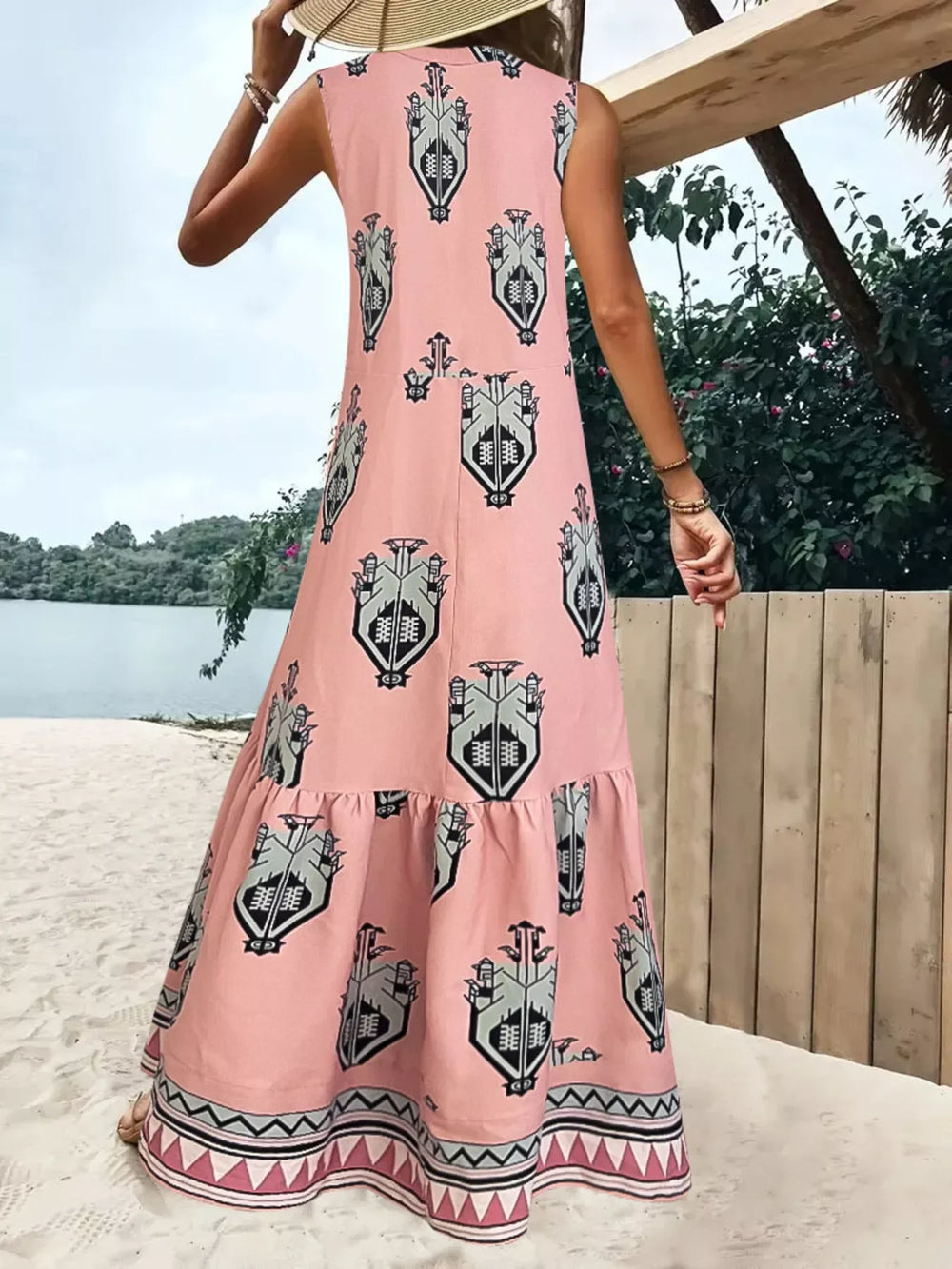 Printed Sleeveless Maxi Dress - Trendsi - Flyclothing LLC