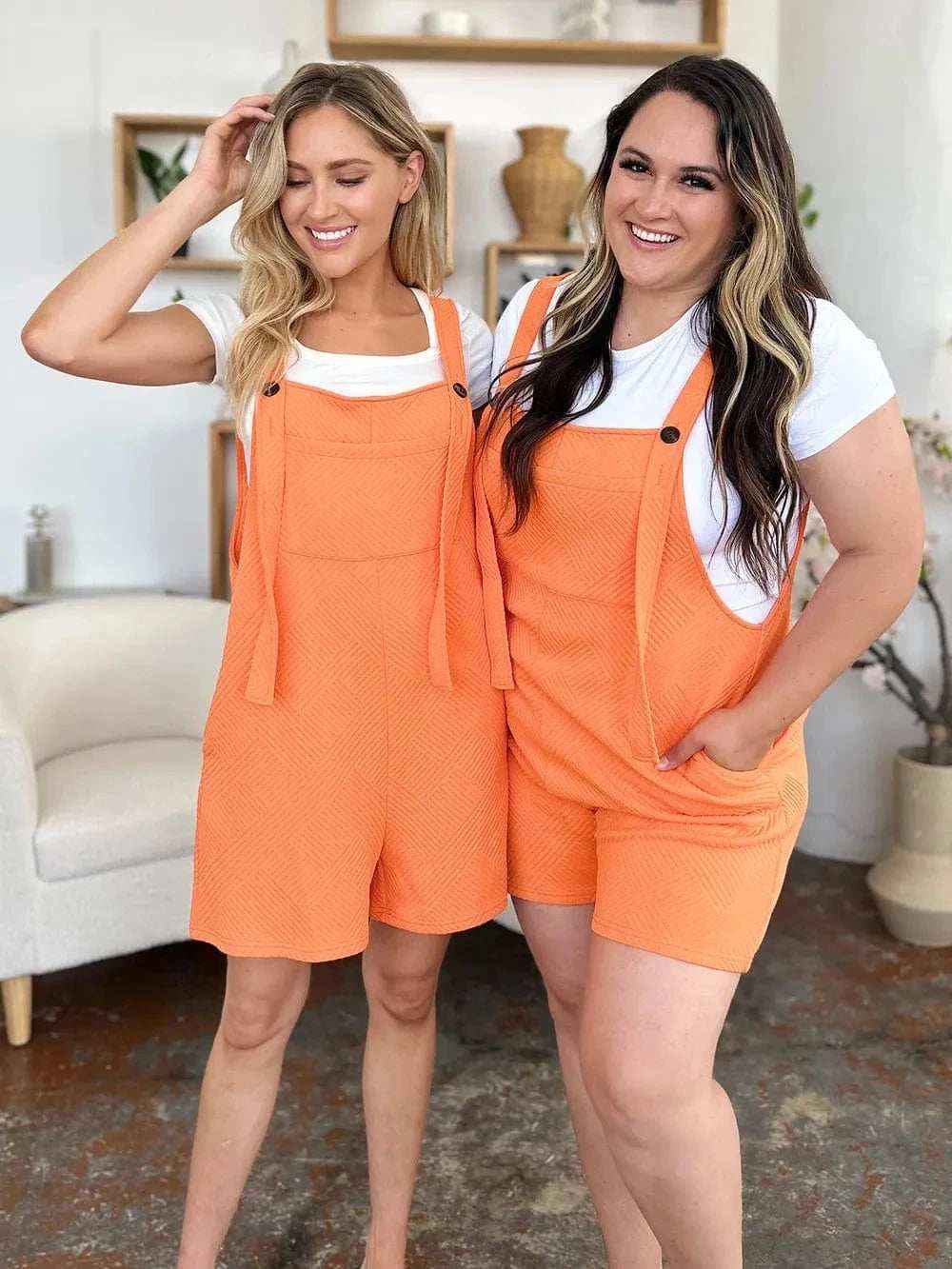 Double Take Full Size Texture Sleeveless Romper - Trendsi - Flyclothing LLC