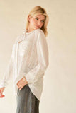 Davi & Dani Crinkled Jacquard Button Down Shirt - Trendsi - Flyclothing LLC