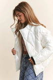 J.NNA Quilted Mock Neck Puffer Jacket - Trendsi - Flyclothing LLC