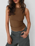 Solid Round Neck Tank - Trendsi - Flyclothing LLC