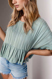 Peplum Round Neck Half Sleeve Blouse - Trendsi - Flyclothing LLC