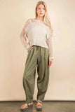 VERY J Solid Barrel Comfy Woven Pants - Trendsi - Flyclothing LLC