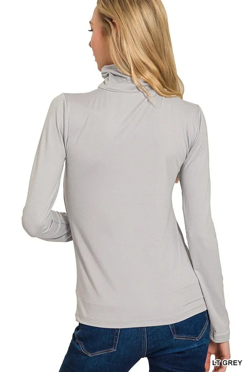Zenana Premium Microfiber Mock Neck Top - Trendsi - Flyclothing LLC