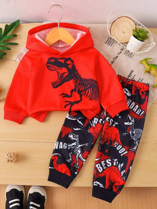 Children's Dinosaur Long Sleeve Hoodie and Pants Set - Trendsi - Flyclothing LLC