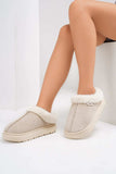 Furry Round Toe Platform Slippers - Trendsi - Flyclothing LLC