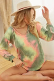 BiBi Tie Dye Terry Hoodie With Twill Tape Drawstring - Trendsi - Flyclothing LLC