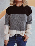 Color Block Long Sleeve Sweater - Trendsi - Flyclothing LLC