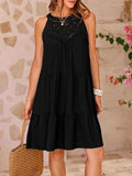 Ruffled Hem Lace Sleeveless Dress - Trendsi - Flyclothing LLC