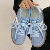 Contrast Round Toe Flat Sneakers - Trendsi - Flyclothing LLC