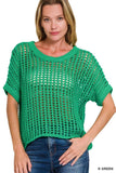 Zenana Fish Net Short Sleeve Crochet Knit Cover Up - Trendsi - Flyclothing LLC