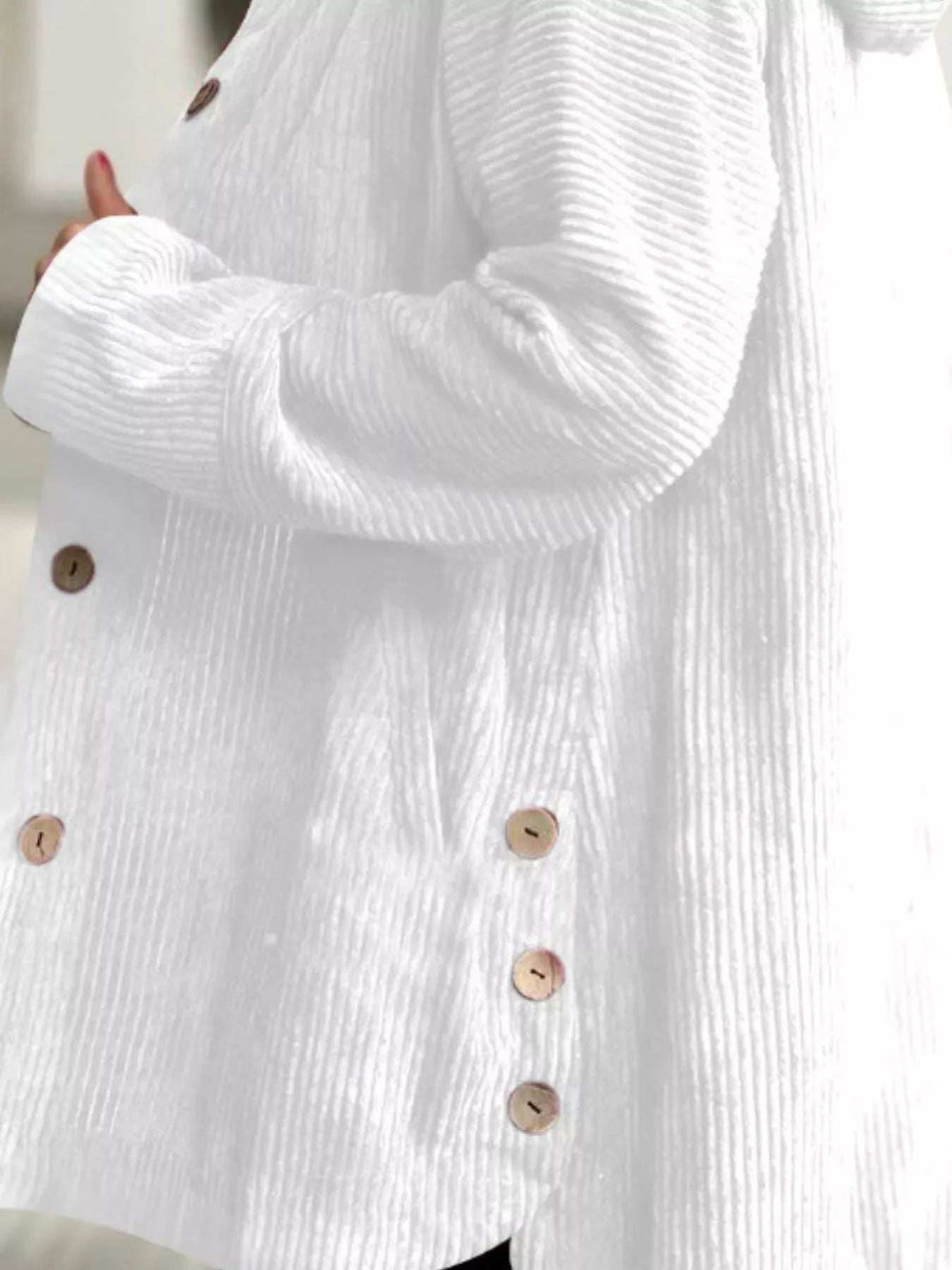 Full Size Corduroy Hooded Button-Up Jacket Plus Size - Trendsi - Flyclothing LLC