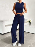 Mock Neck Sleeveless Top and Drawstring Pants Set - Trendsi - Flyclothing LLC