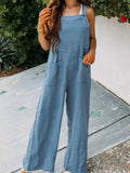 Full Size Casual Wide Leg Textured Overalls Plus Size - Trendsi - Flyclothing LLC