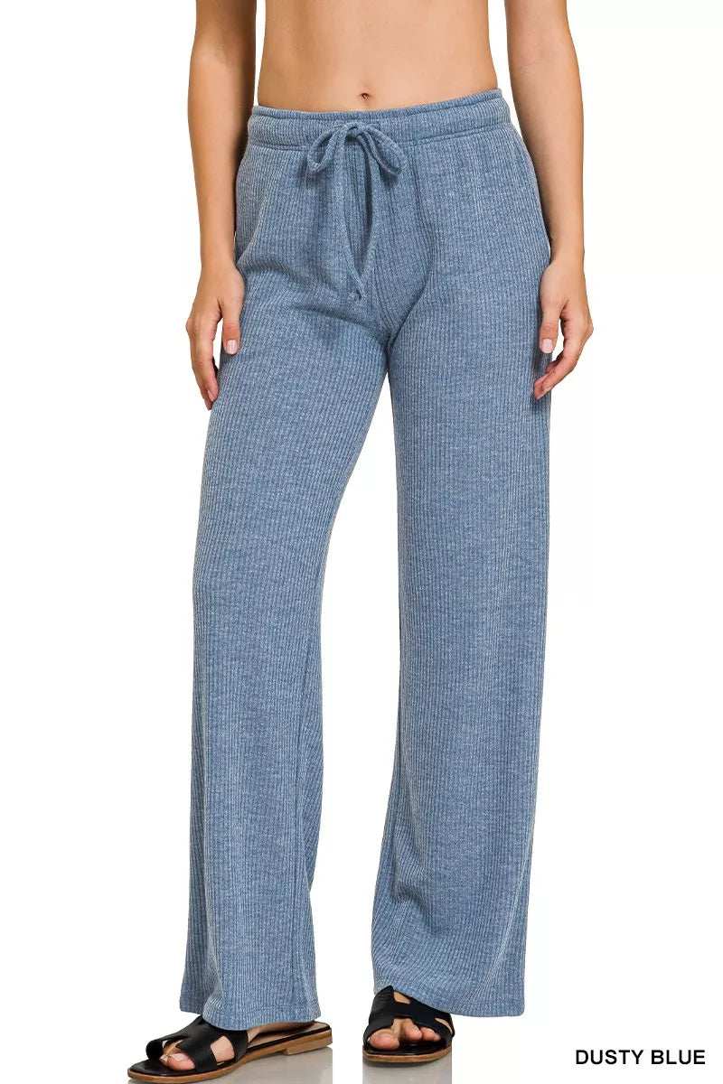 Zenana Ribbed Drawstring Lounge Pants - Trendsi - Flyclothing LLC