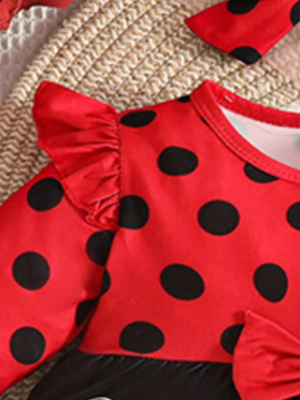 Children's Ladybug Print Ruffle Trim Top and Pants Set - Trendsi - Flyclothing LLC