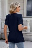Solid Color Surplice Short Sleeve Blouse - Trendsi - Flyclothing LLC