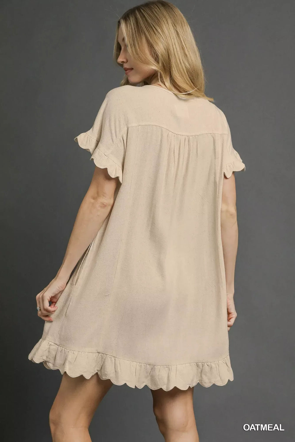 Umgee Linen Ruffle Hem Babydoll Dress - Trendsi - Flyclothing LLC