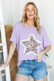 HOPELY Leopard Star Patch Short Sleeve T-Shirt - Trendsi - Flyclothing LLC