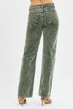 RISEN Tummy Control Mid Rise Straight Leg Corduroy Pants - Trendsi - Flyclothing LLC
