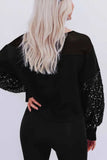 Sequin Boat Neck Long Sleeve Blouse - Trendsi - Flyclothing LLC