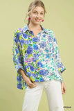 Umgee Mixed Floral Oversized Button Down Shirt - Trendsi - Flyclothing LLC
